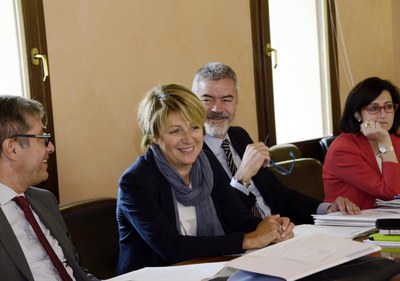 Gli assessori regionali F.Peroni (Finanze, Patrimonio, Coordinamento e Programmazione Politiche economiche e comunitarie), M.S.Telesca (Salute, Integrazione socio-sanitaria, Politiche sociali e Famiglia), P.Panontin (Funzione pubblica, Autonomie locali, C